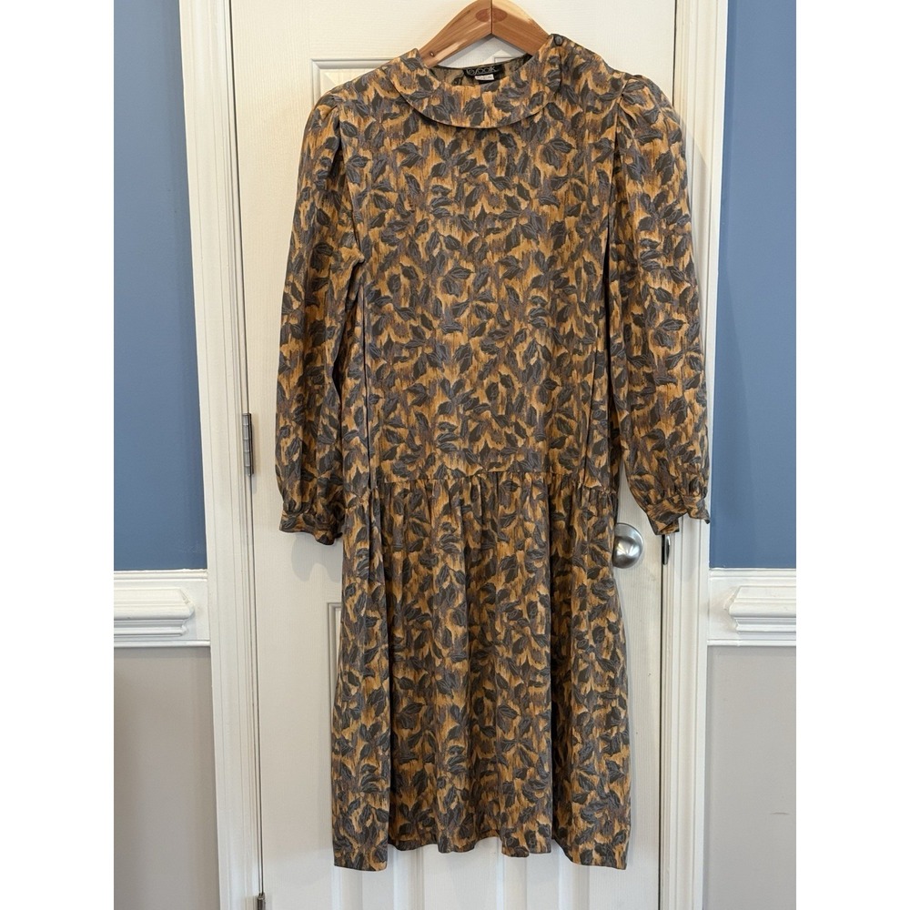 vintage LeSooik Floral Dress Korea 100% Silk 12 Spring Classic Feminine Church